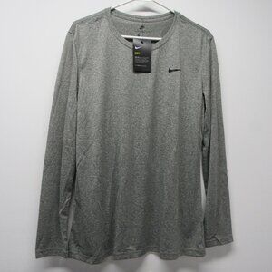 NWT Nike Legend Tee Dri Fit Heather Gray Long Sleeve Shirt Women's sz XL #CU7545